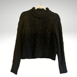 American Eagle Cozy Cable Knit Classic Black Sweater (Size Medium)